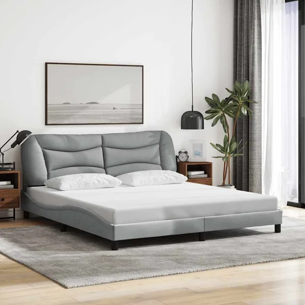Cadre de lit sans matelas Hvar gris clair 180x200 cm tissu