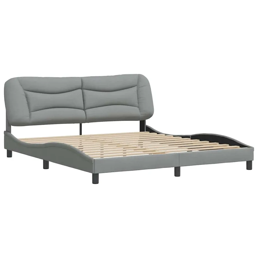 Cadre de lit sans matelas Hvar gris clair 180x200 cm tissu - 3