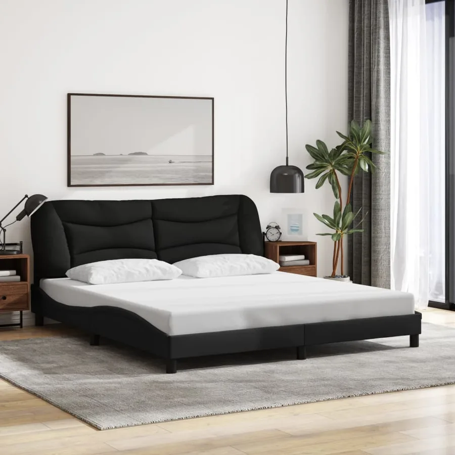 Cadre de lit avec LED sans matelas Hvar noir 180x200 cm tissu - 4