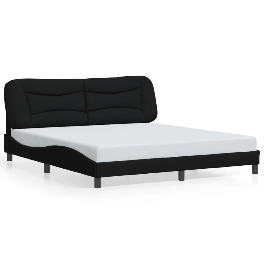 Cadre de lit avec LED sans matelas Hvar noir 180x200 cm tissu - 5