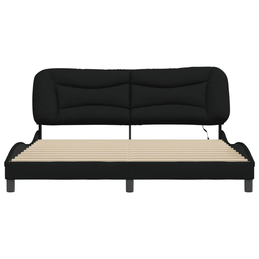 Cadre de lit avec LED sans matelas Hvar noir 180x200 cm tissu - 6