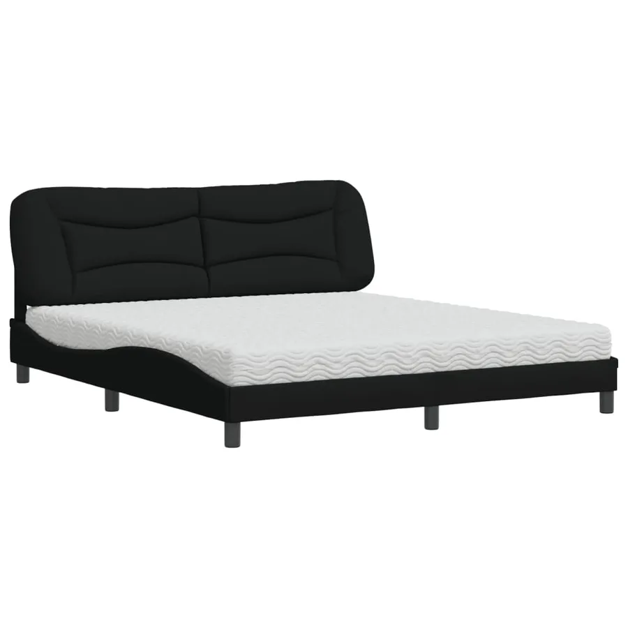 Lit avec matelas Hvar noir 180x200 cm tissu - 2