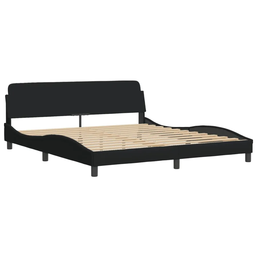 Lit avec matelas Hvar noir 180x200 cm tissu - 4