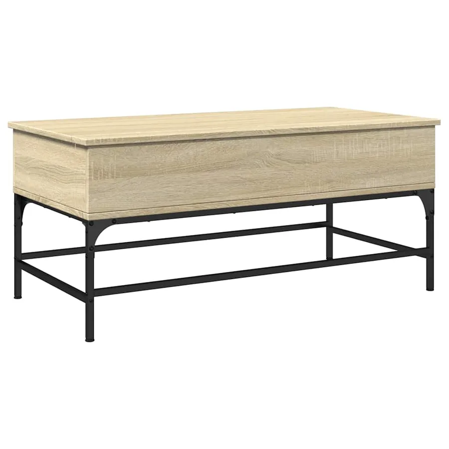 Table basse chêne sonoma 100x50x45cm bois d'ingénierie et métal - 2