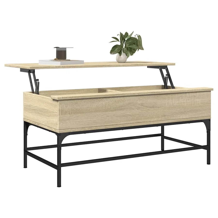 Table basse chêne sonoma 100x50x45cm bois d'ingénierie et métal - 4