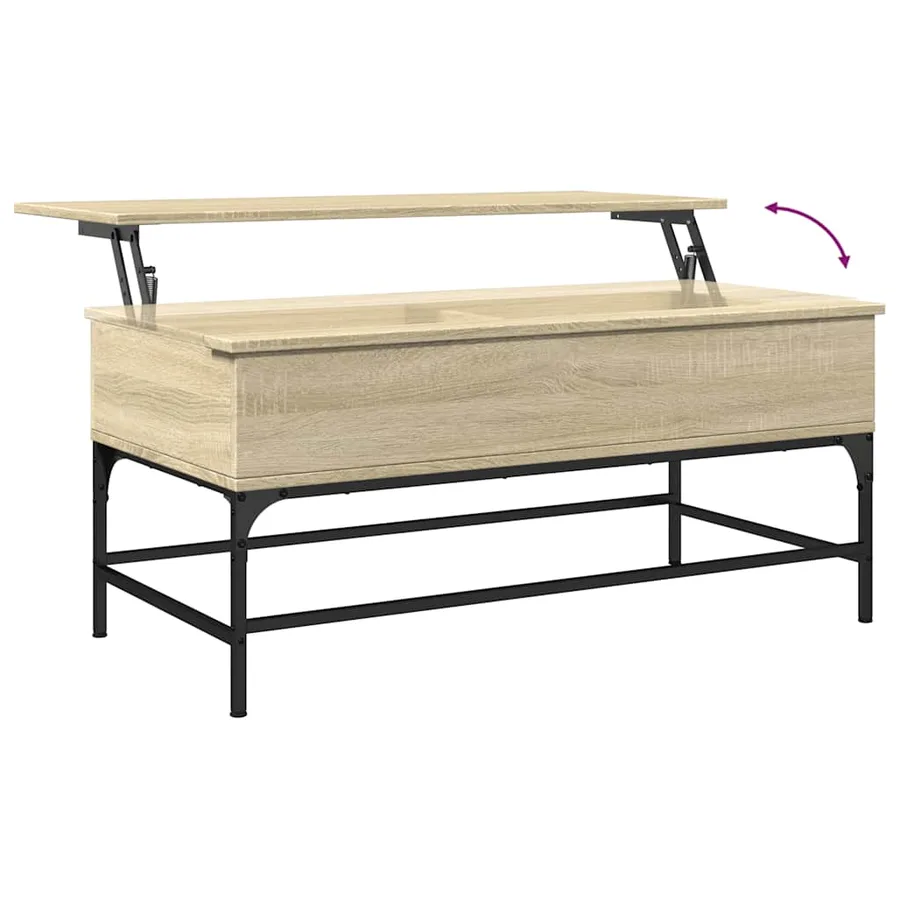 Table basse chêne sonoma 100x50x45cm bois d'ingénierie et métal - 8
