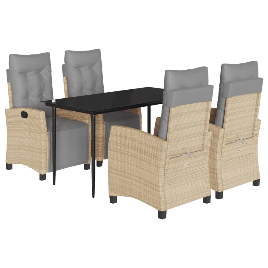Ensemble à manger de jardin coussins 5 pcs mélange beige rotin - 2