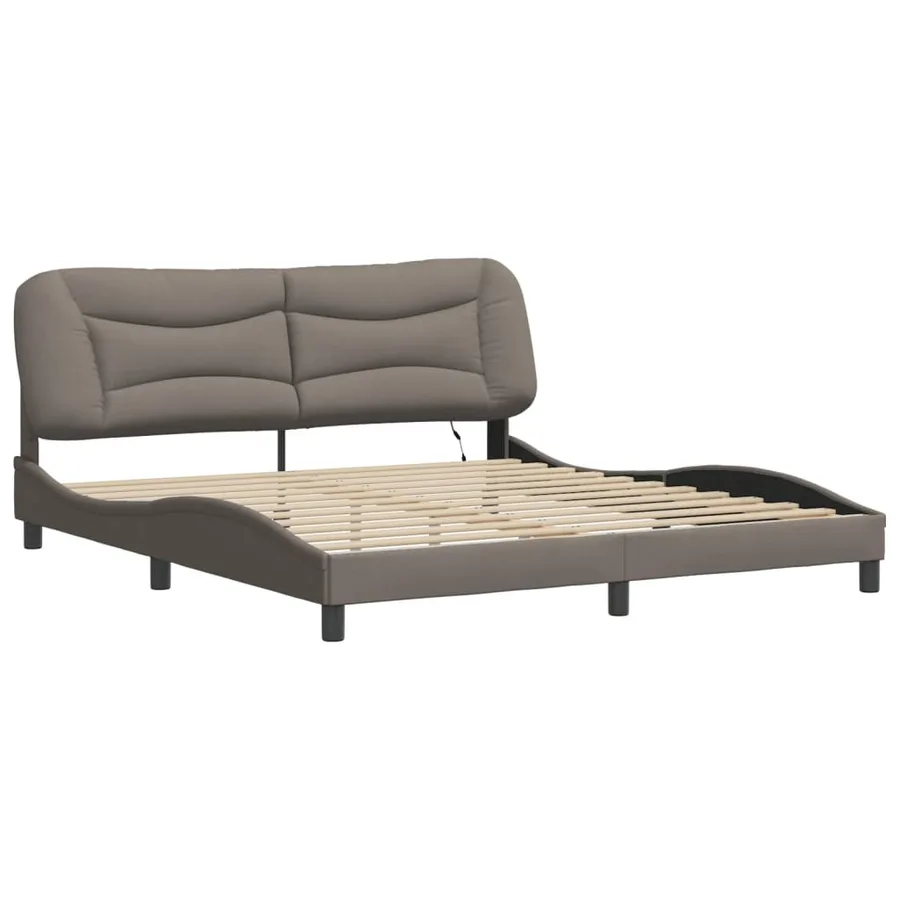 Cadre de lit avec LED sans matelas Hvar taupe 180x200 cm tissu - 3