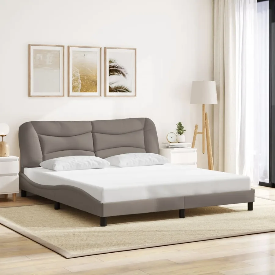 Cadre de lit avec LED sans matelas Hvar taupe 180x200 cm tissu - 4