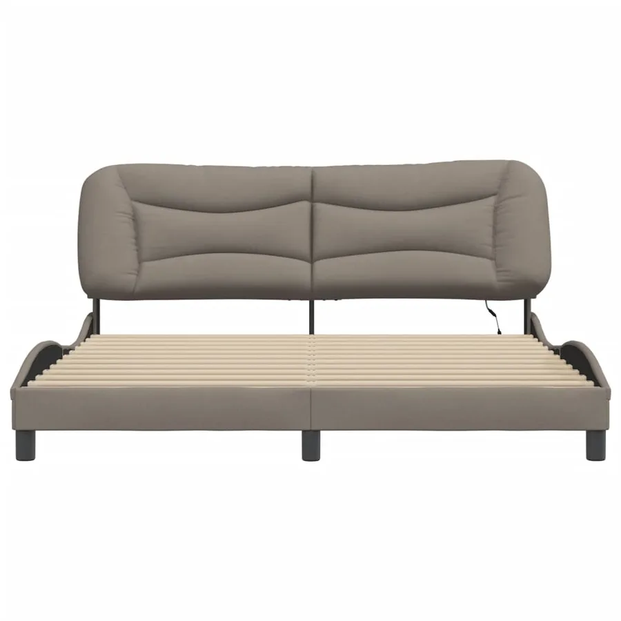 Cadre de lit avec LED sans matelas Hvar taupe 180x200 cm tissu - 6