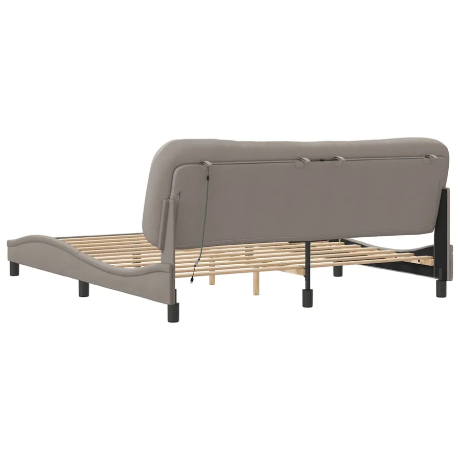 Cadre de lit avec LED sans matelas Hvar taupe 180x200 cm tissu - 9