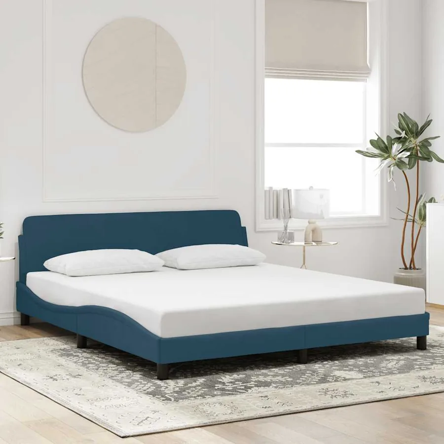 Cadre de lit avec tête de lit Dover bleu 180x200cm velours