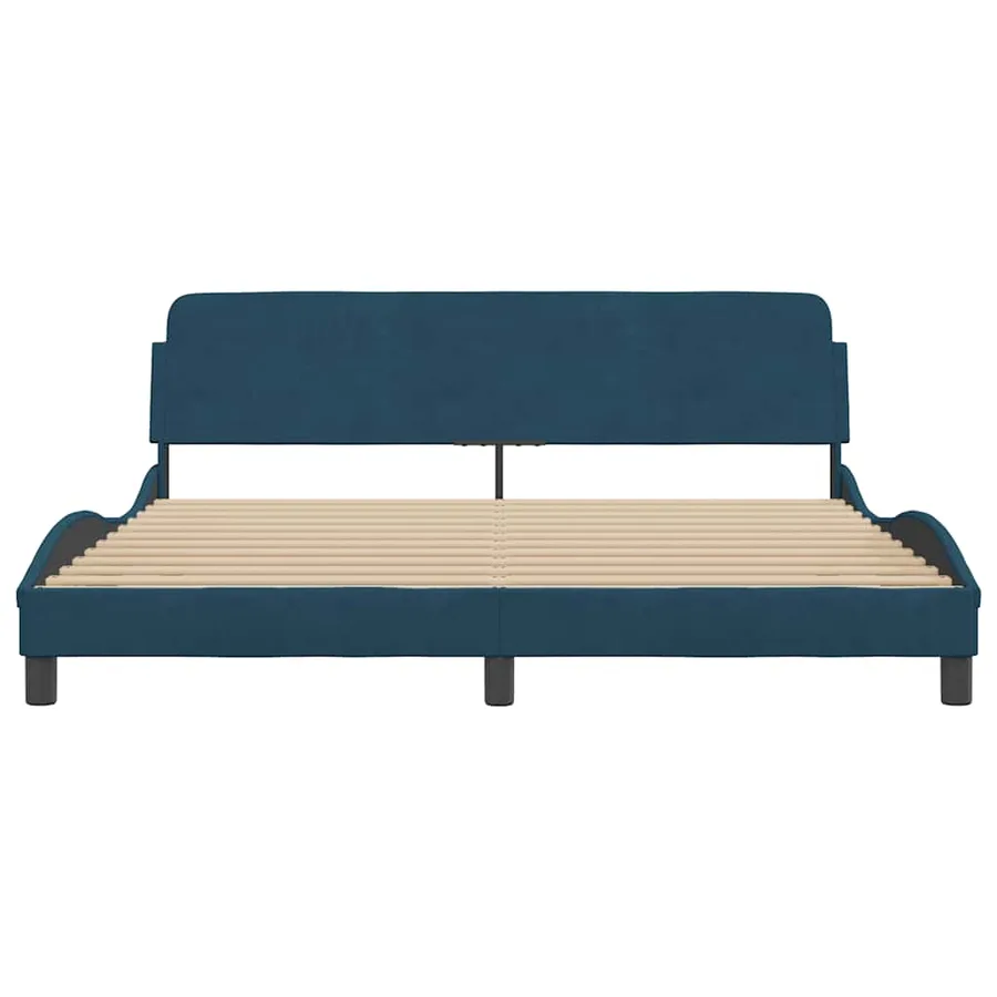 Cadre de lit avec tête de lit Dover bleu 180x200cm velours - 4