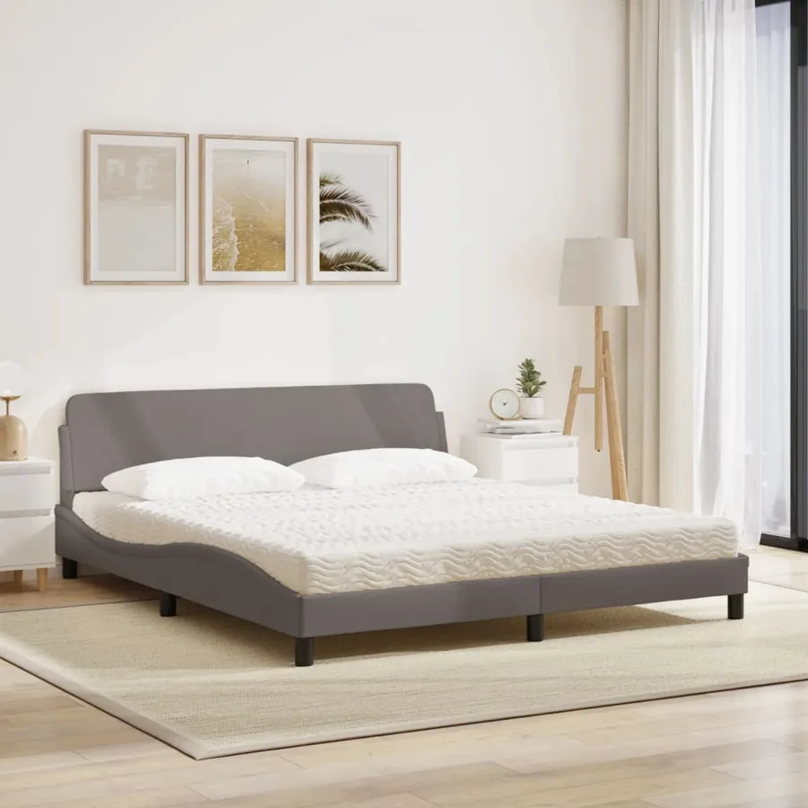 Lit avec matelas Dover taupe 180x200 cm tissu - 3