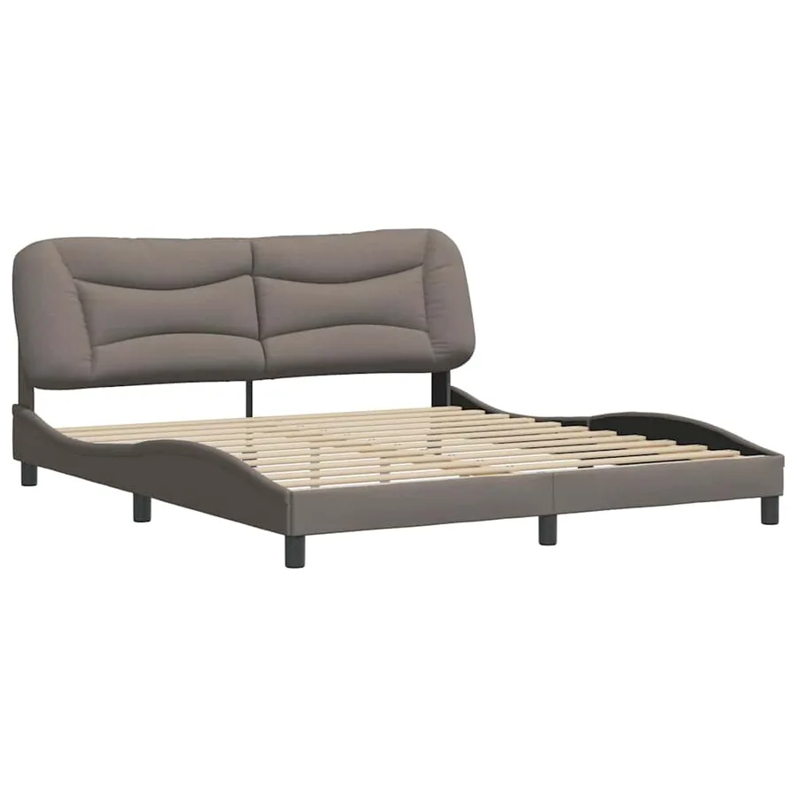 Cadre de lit sans matelas Hvar taupe 180x200 cm tissu - 3