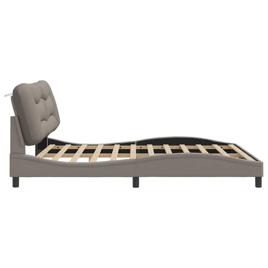 Cadre de lit sans matelas Hvar taupe 180x200 cm tissu - 5