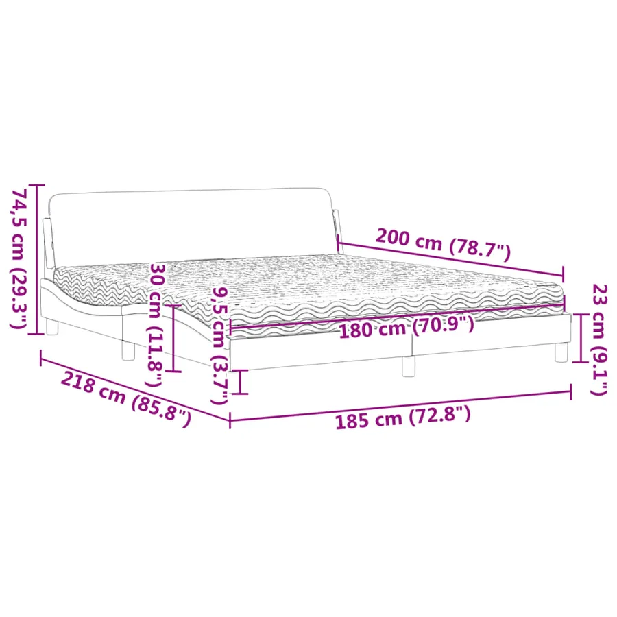 Lit avec matelas Dover noir 180x200 cm similicuir - 9