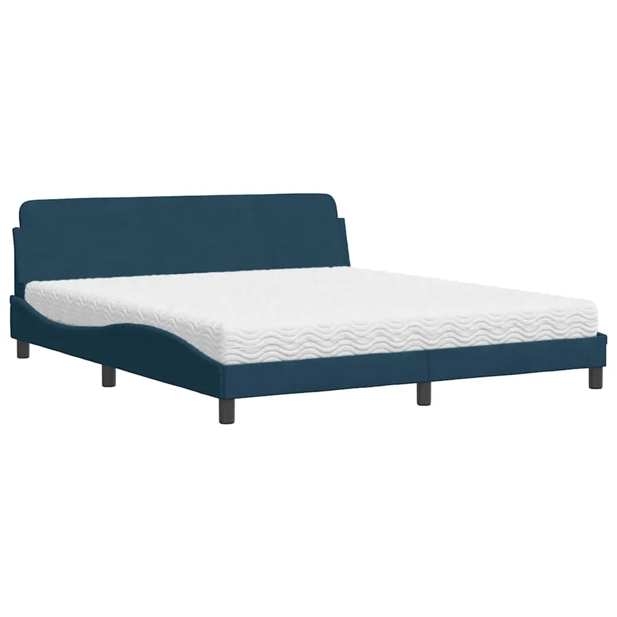 Lit avec matelas Dover bleu 180x200 cm velours - 3