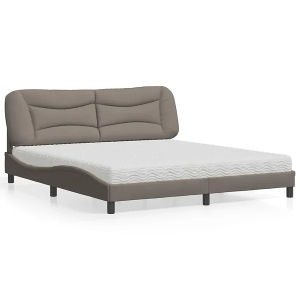 Lit avec matelas Hvar taupe 180x200 cm tissu