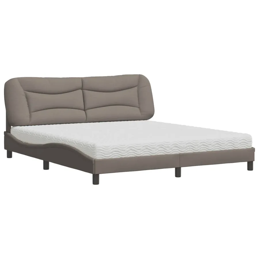 Lit avec matelas Hvar taupe 180x200 cm tissu - 2