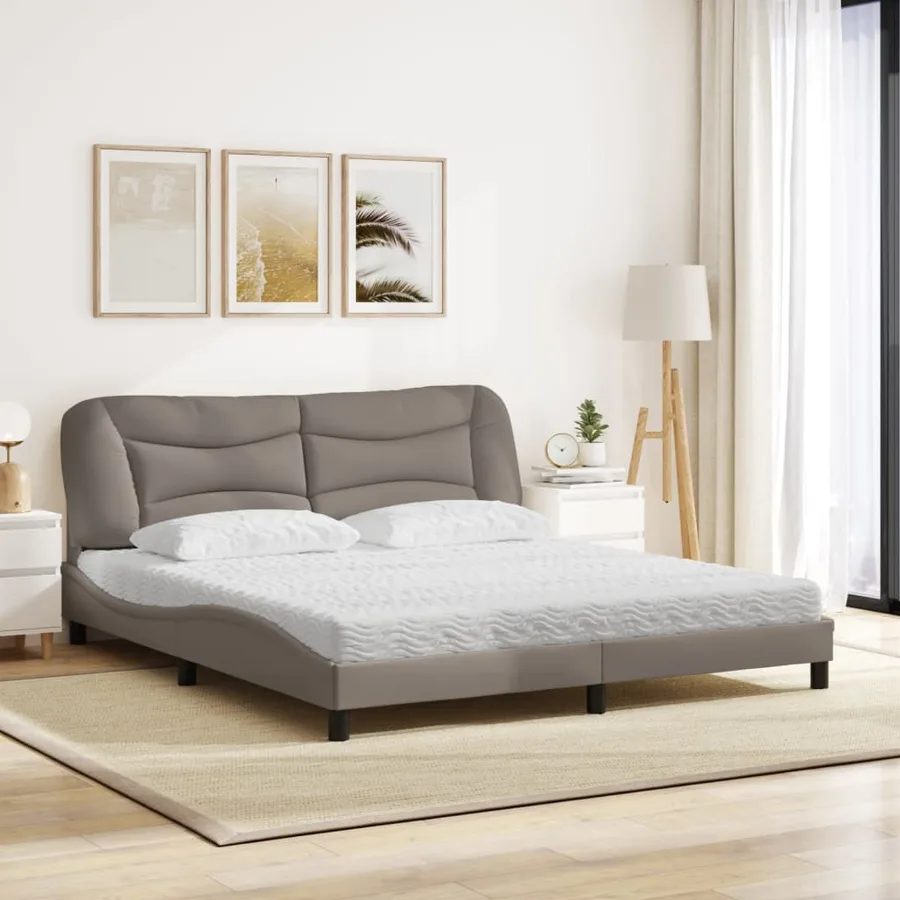 Lit avec matelas Hvar taupe 180x200 cm tissu - 3