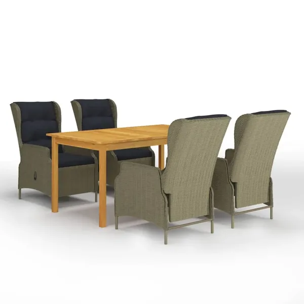 Ensemble à manger de jardin 5 pcs Marron