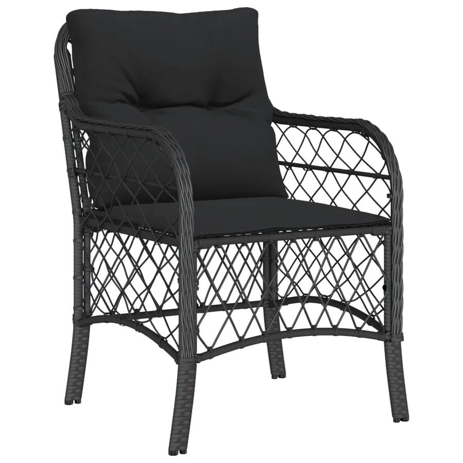 Ensemble à manger de jardin coussins 5pcs Noir Résine tressée - 3