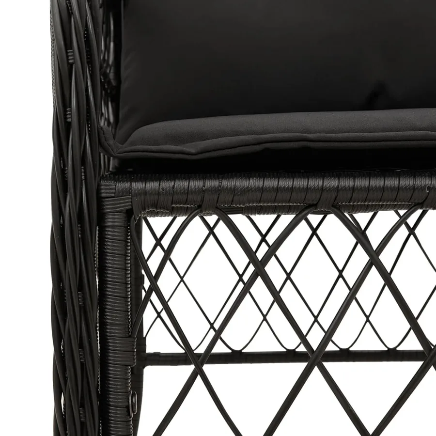 Ensemble à manger de jardin coussins 5pcs Noir Résine tressée - 5