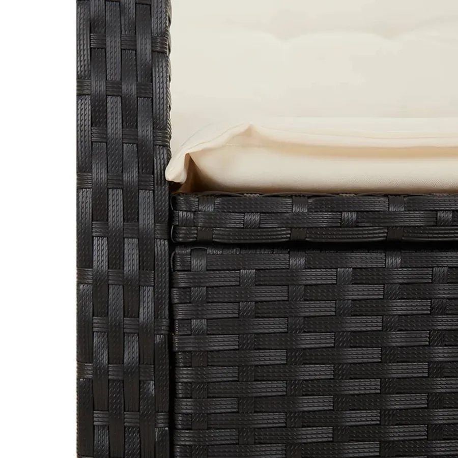 Ensemble à manger de jardin coussins 7pcs Noir Résine tressée - 8