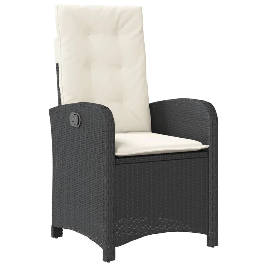 Ensemble à manger de jardin avec coussins 3 pcs Noir - 4