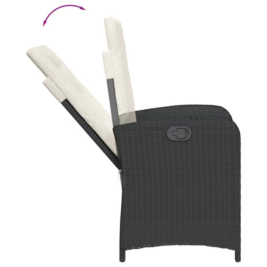 Ensemble à manger de jardin avec coussins 3 pcs Noir - 5