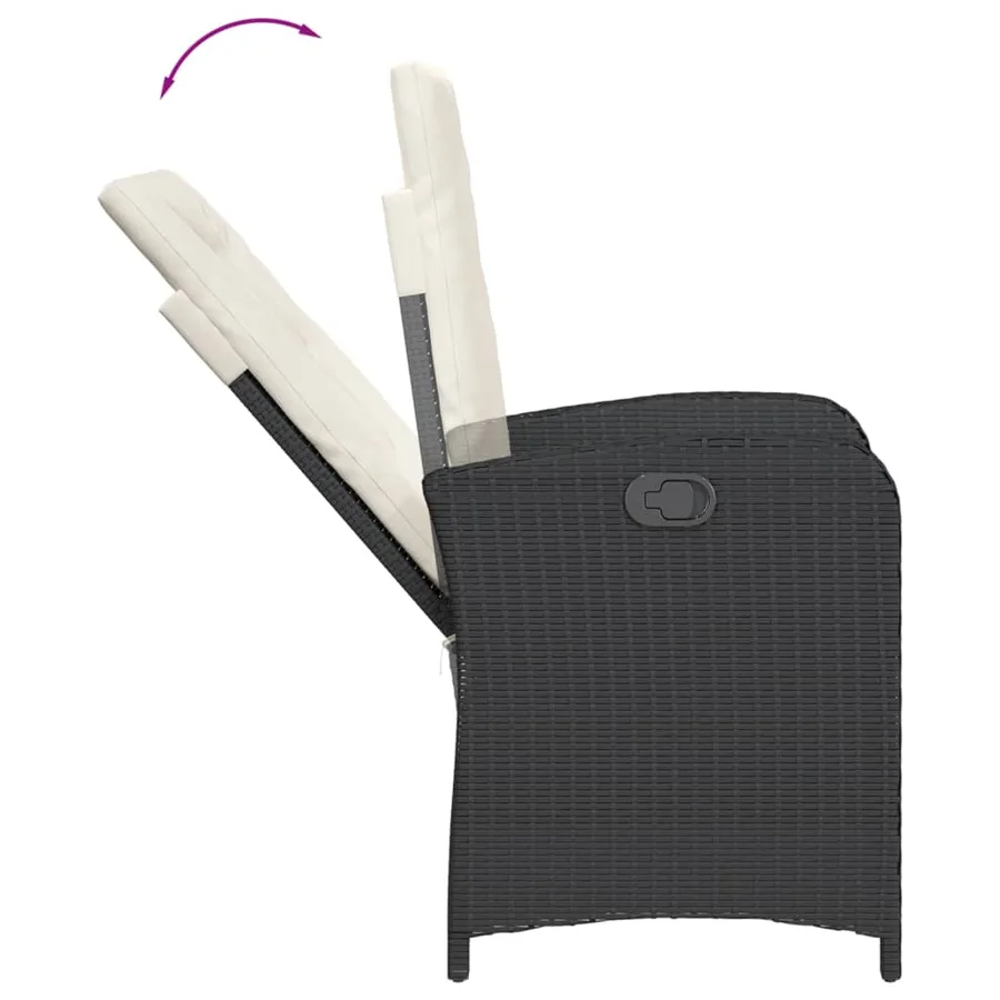 Ensemble à manger de jardin coussins 5pcs Noir Résine tressée - 5