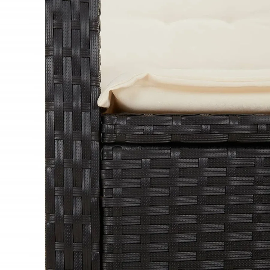 Ensemble à manger de jardin coussins 5pcs Noir Résine tressée - 8