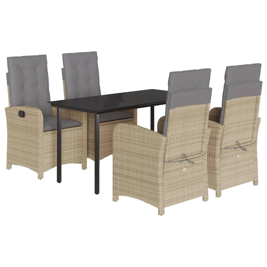 Ensemble à manger de jardin coussins 5 pcs mélange beige rotin - 2