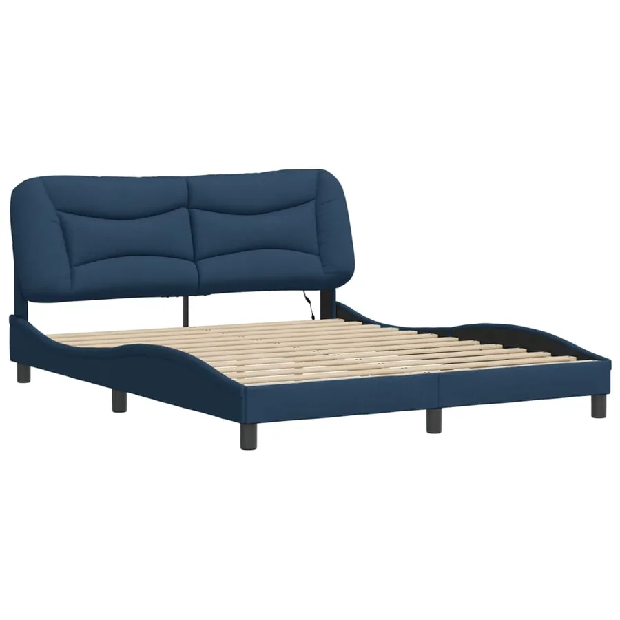 Cadre de lit avec LED sans matelas Hvar bleu 160x200 cm tissu - 3
