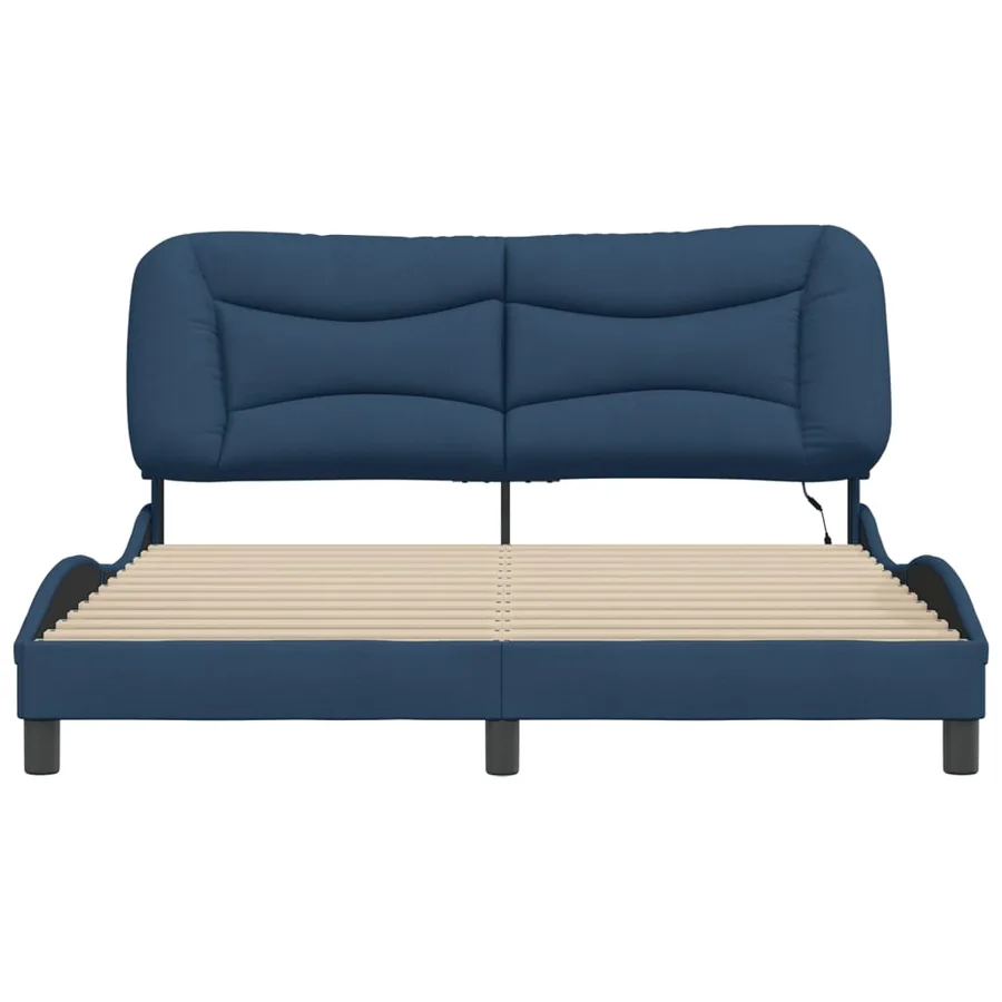Cadre de lit avec LED sans matelas Hvar bleu 160x200 cm tissu - 6
