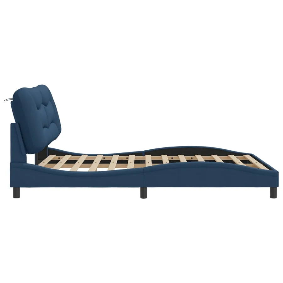 Cadre de lit avec LED sans matelas Hvar bleu 160x200 cm tissu - 8