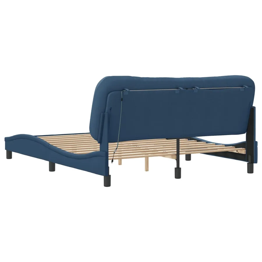 Cadre de lit avec LED sans matelas Hvar bleu 160x200 cm tissu - 9