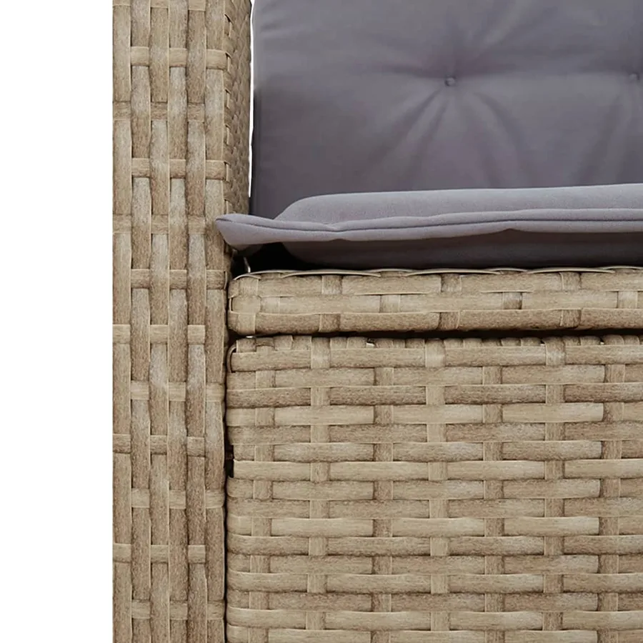 Ensemble à manger de jardin avec coussins 5pcs Beige poly rotin - 6