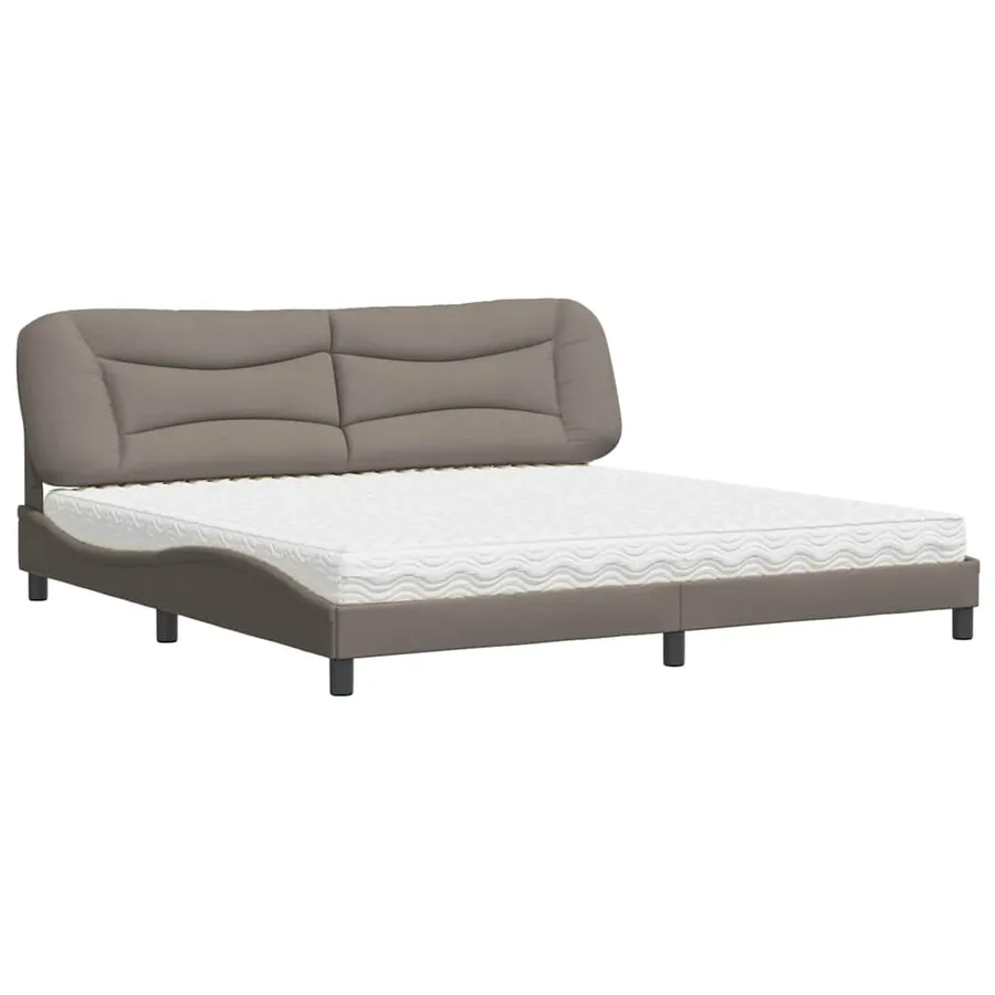 Lit avec matelas Hvar taupe 200x200 cm tissu - 2