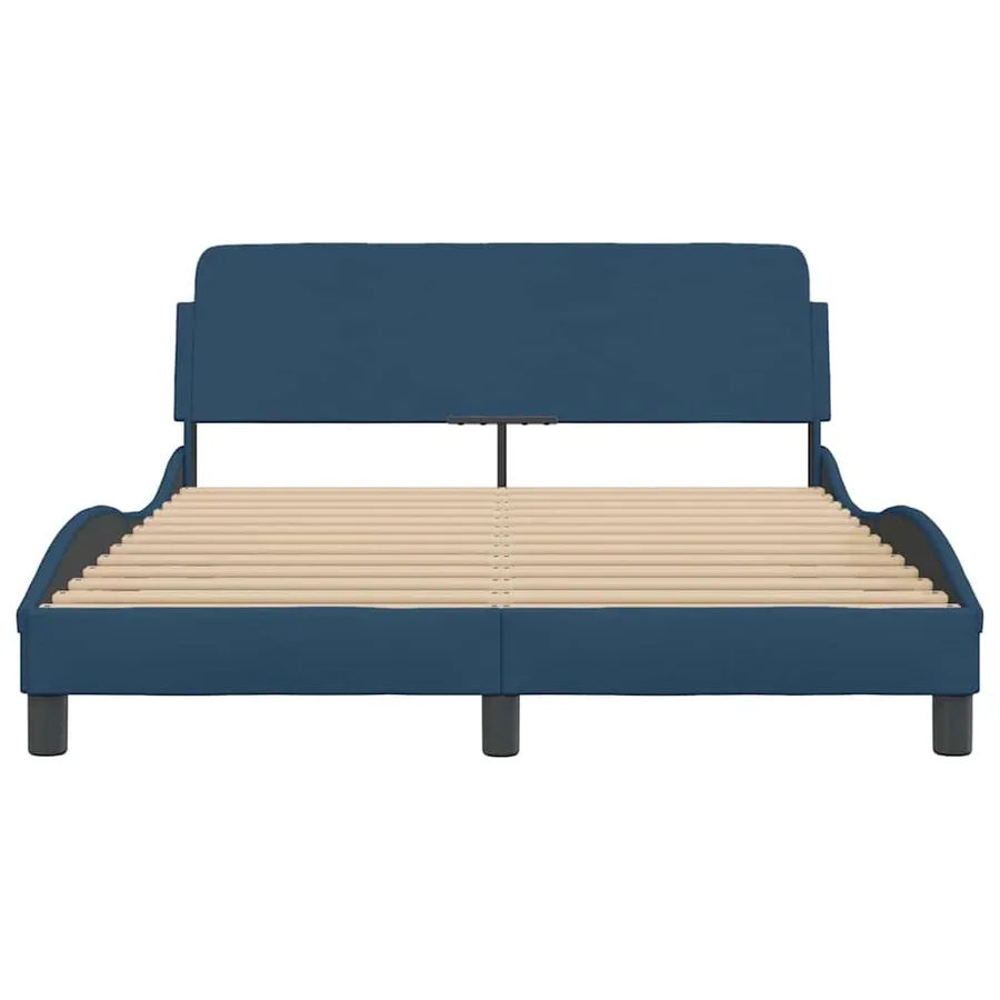 Cadre de lit avec tête de lit Dover bleu 120x200cm tissu - 4
