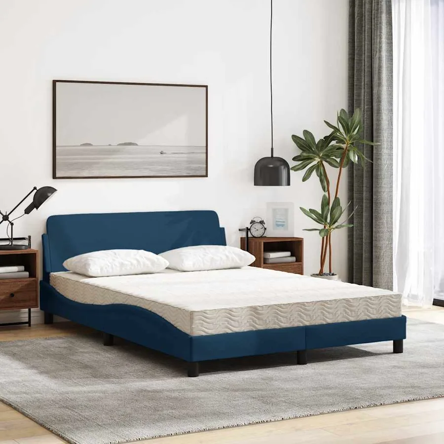 Lit avec matelas Dover bleu 120x200 cm tissu - 3