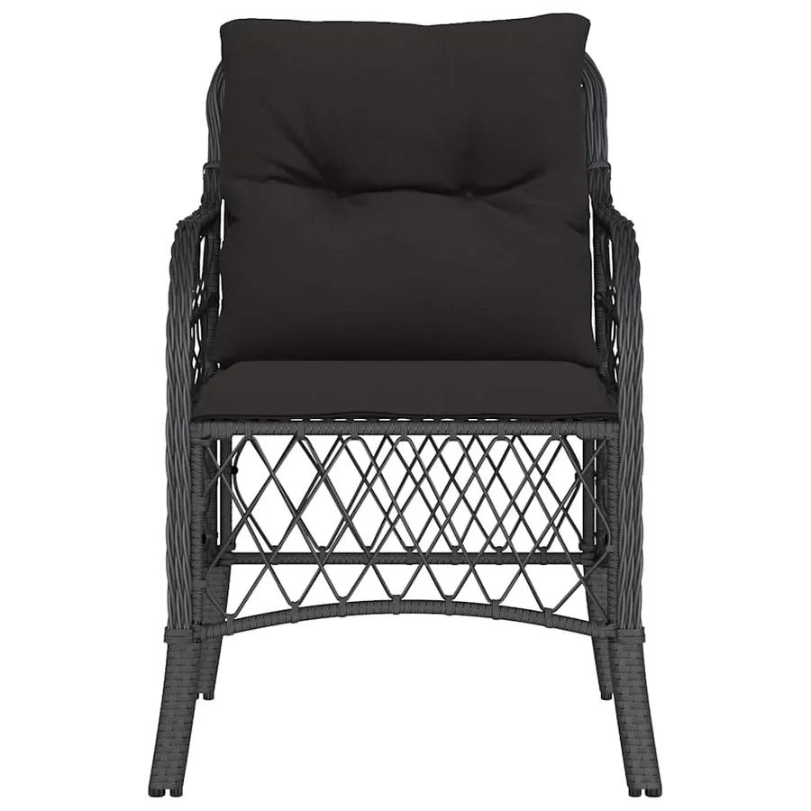 Chaises de jardin avec coussins lot de 2 noir résine tressée - 5