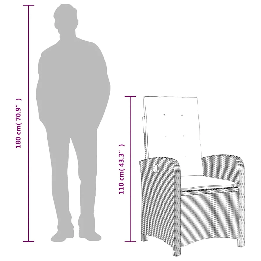 Ensemble à manger de jardin coussins 7pcs Noir Résine tressée - 10
