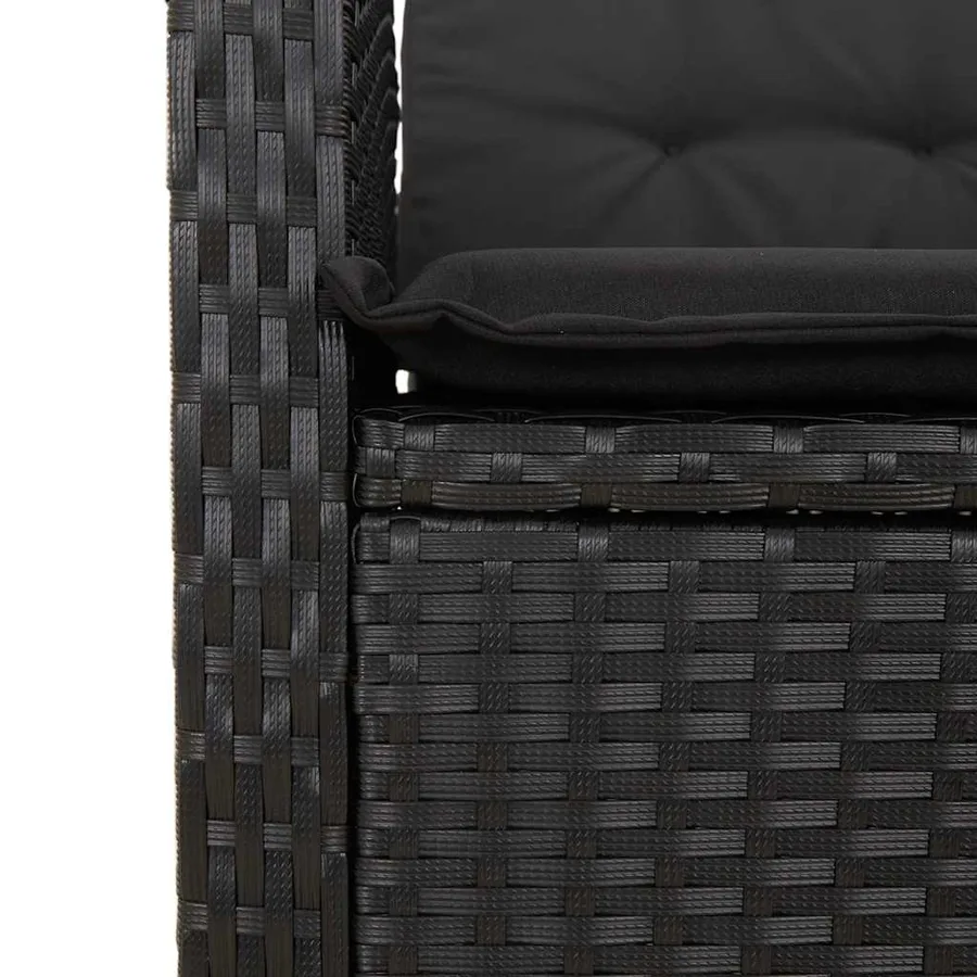 Ensemble à manger de jardin coussins 7pcs Noir Résine tressée - 8