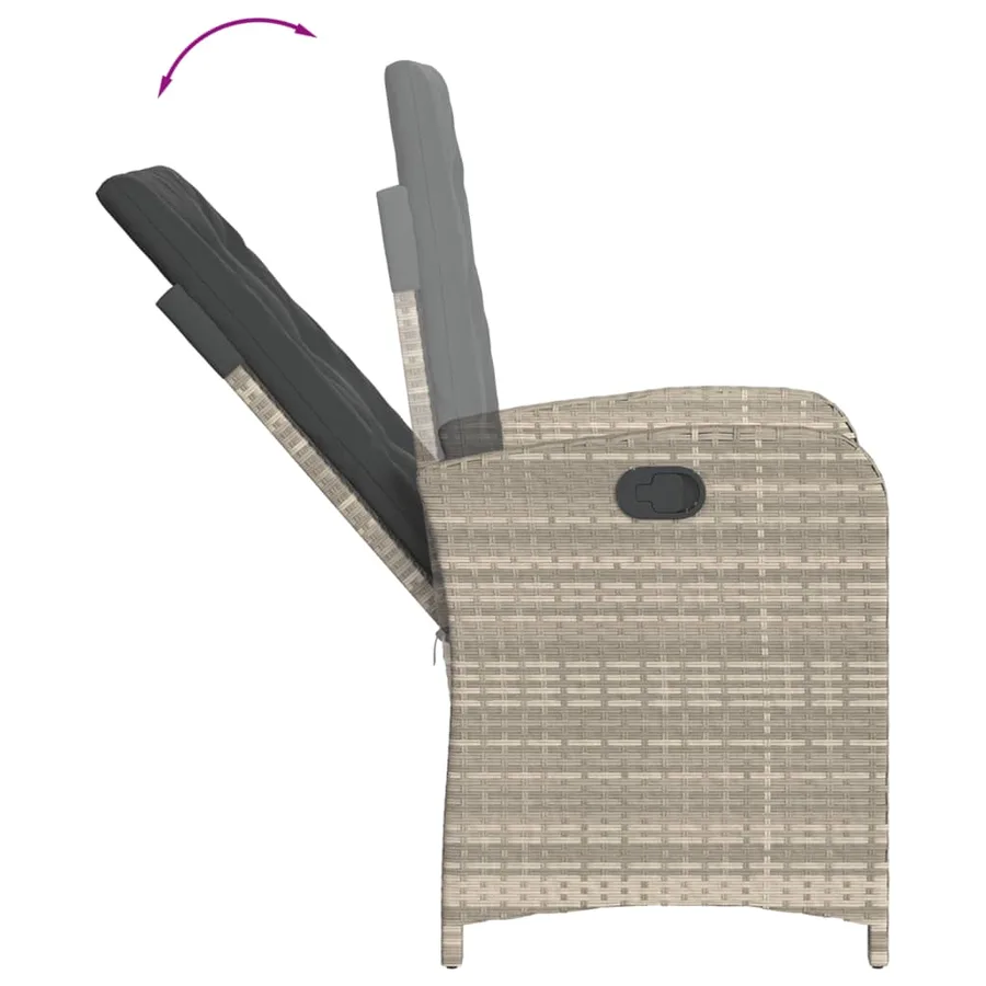 Ensemble à manger de jardin et coussins 7 pcs gris clair rotin - 5