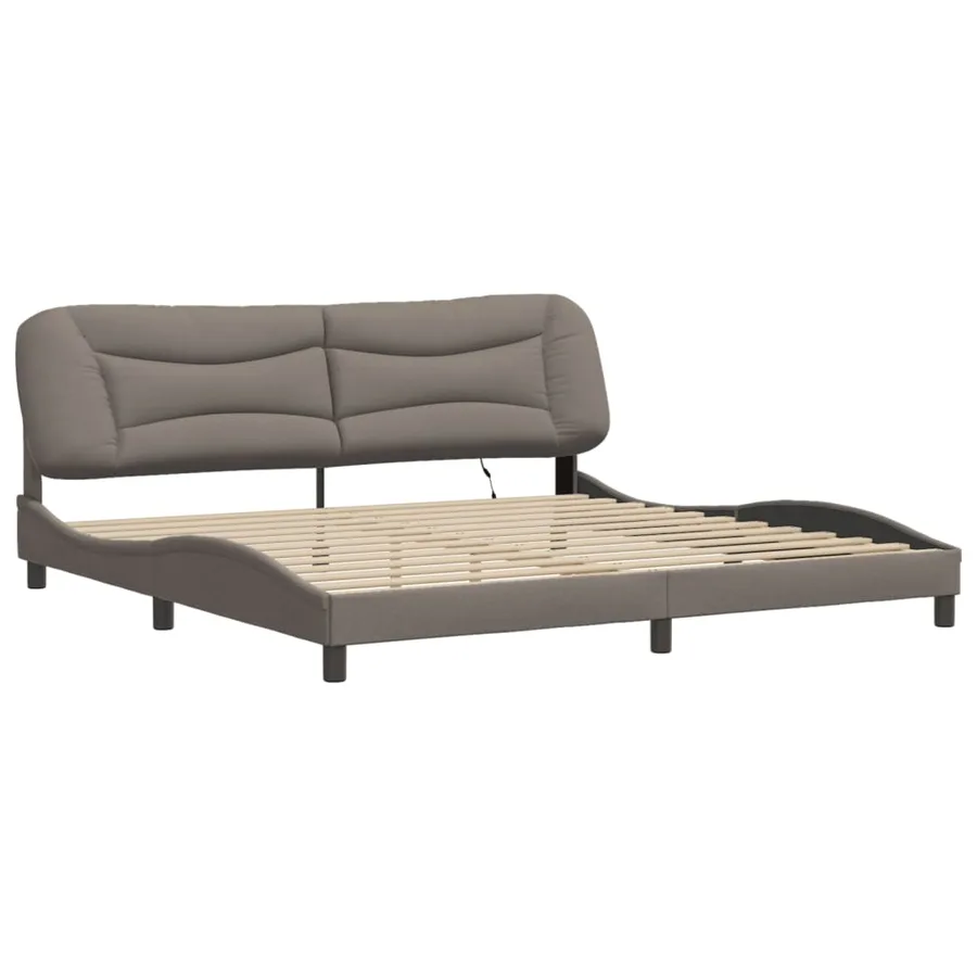 Cadre de lit avec LED sans matelas Hvar taupe 200x200 cm tissu - 3