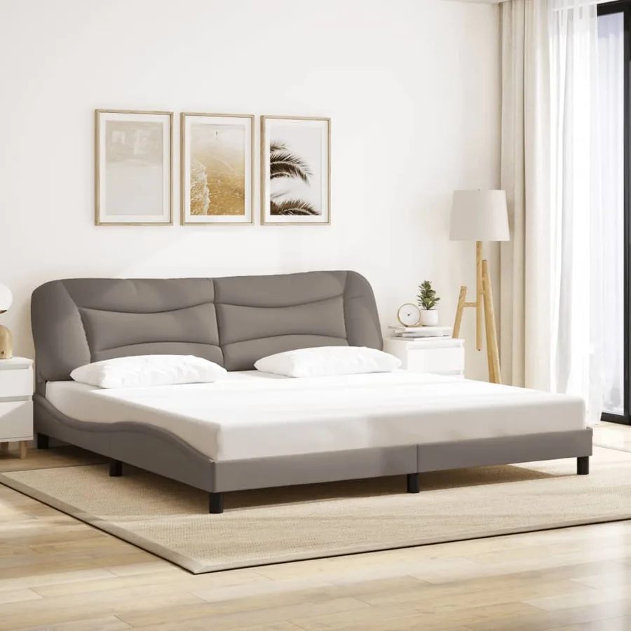 Cadre de lit avec LED sans matelas Hvar taupe 200x200 cm tissu - 4