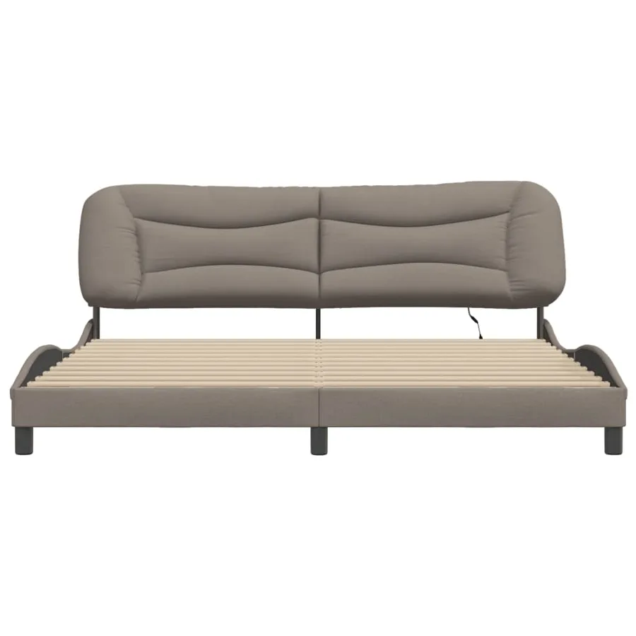 Cadre de lit avec LED sans matelas Hvar taupe 200x200 cm tissu - 6