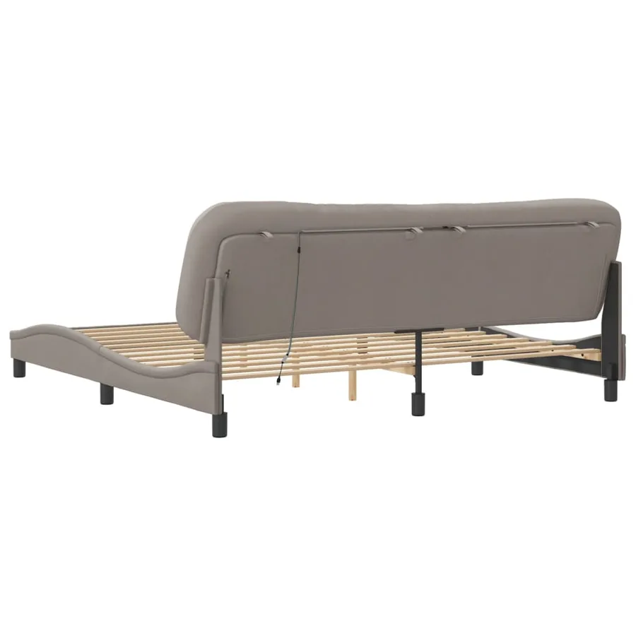 Cadre de lit avec LED sans matelas Hvar taupe 200x200 cm tissu - 9